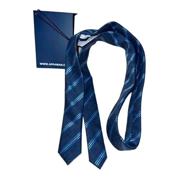NWT Appaman Fine Tailoring Blue Riviera Stripe L/XL Kids Neck Tie - Picture 3 of 7